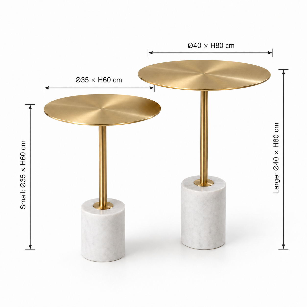 perlies Brushed Gold & White Marble Side Table