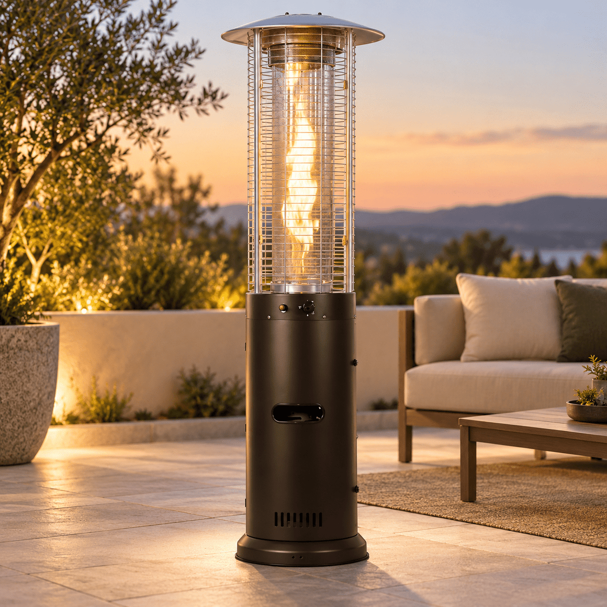 15KW Outdoor Patio Gas Heater with Glass Flame Tube - SHAGHAF HOME