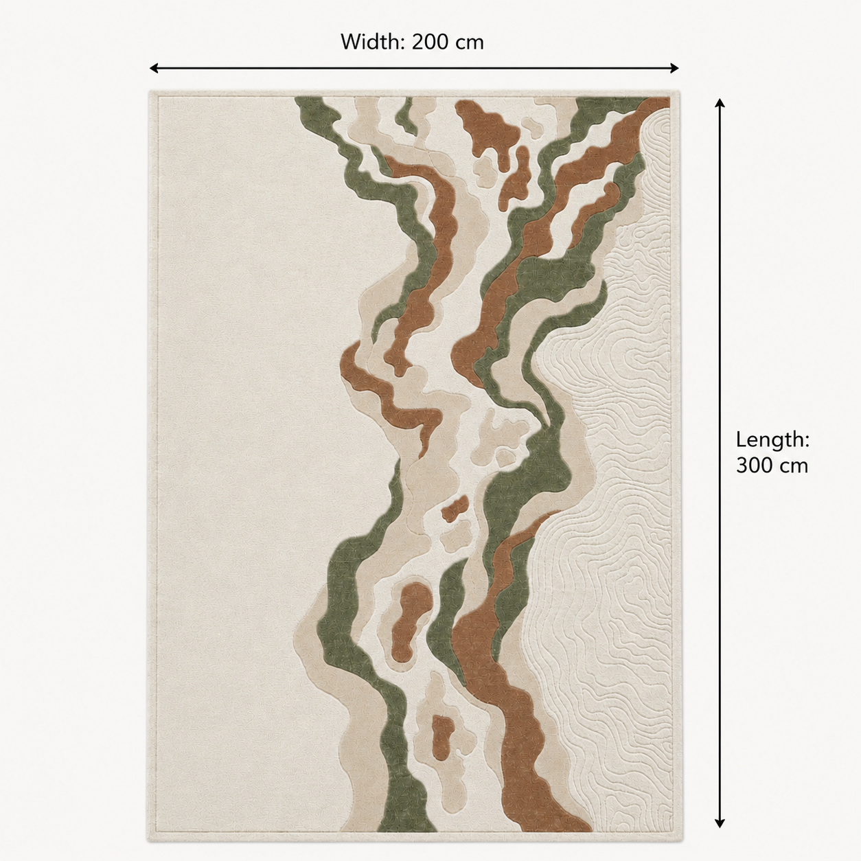 Seyra Sage Abstract Textured Rug – 200 × 300 cm