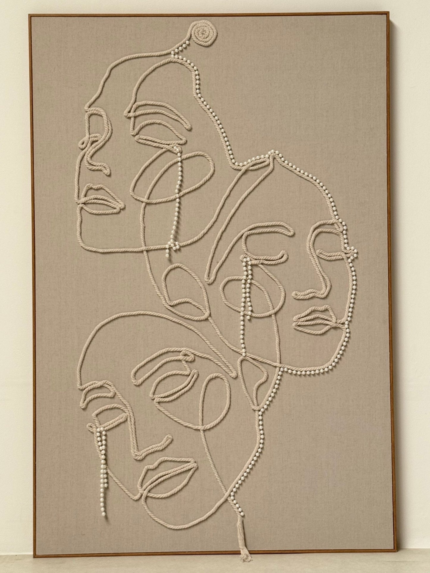 3D Abstract Face Line Wall Art with Pearl Detailing - SHAGHAF HOME