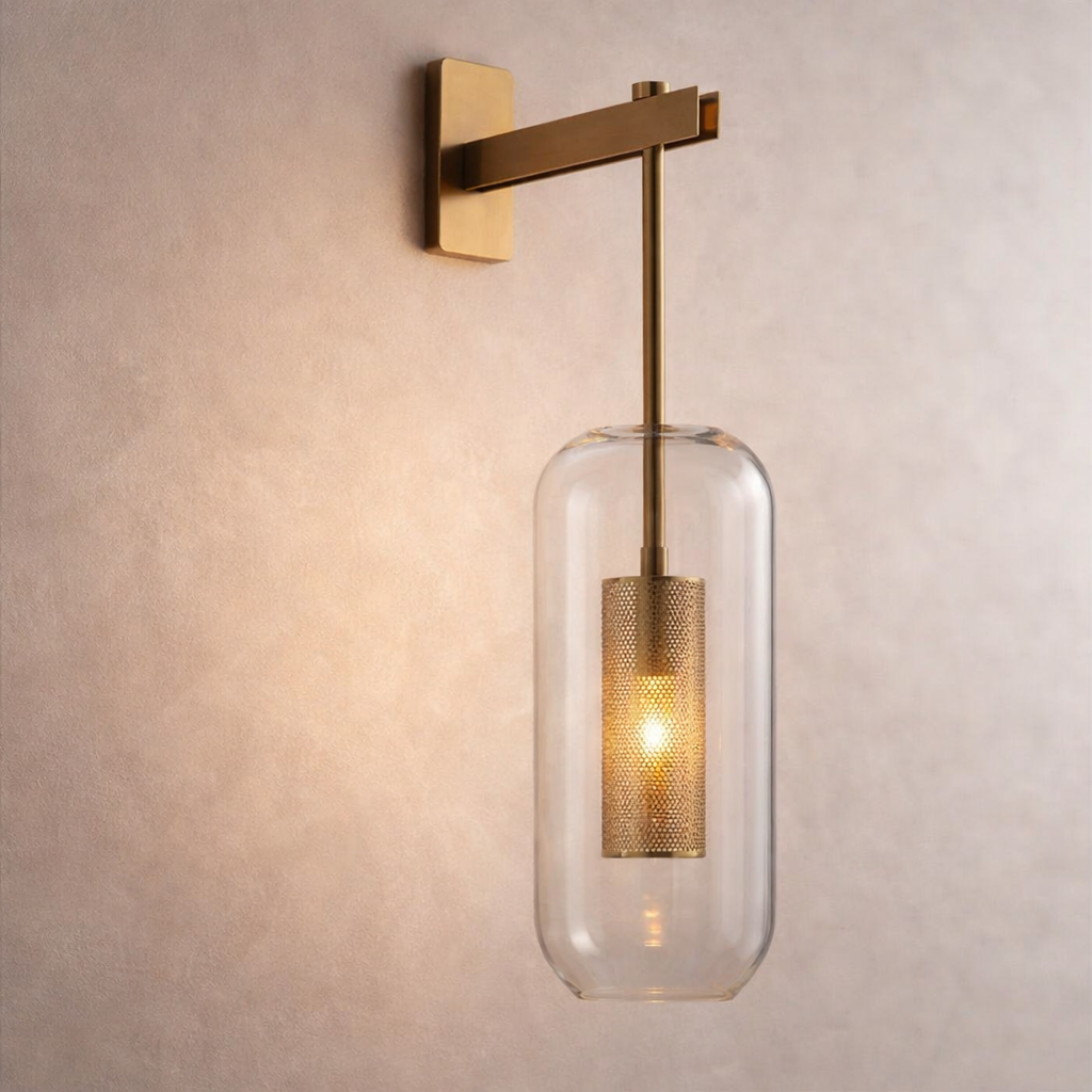Halo Capsule Glass Wall Light — Gold Finish