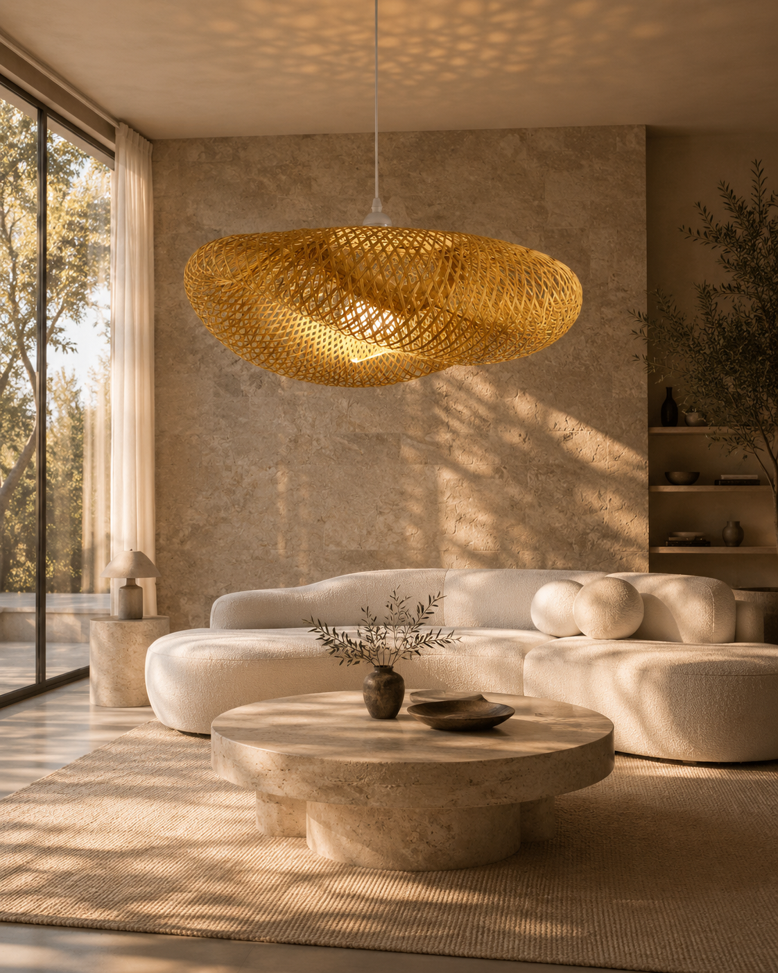 Aurelio Organic Bamboo Pendant Lamp – 100CM