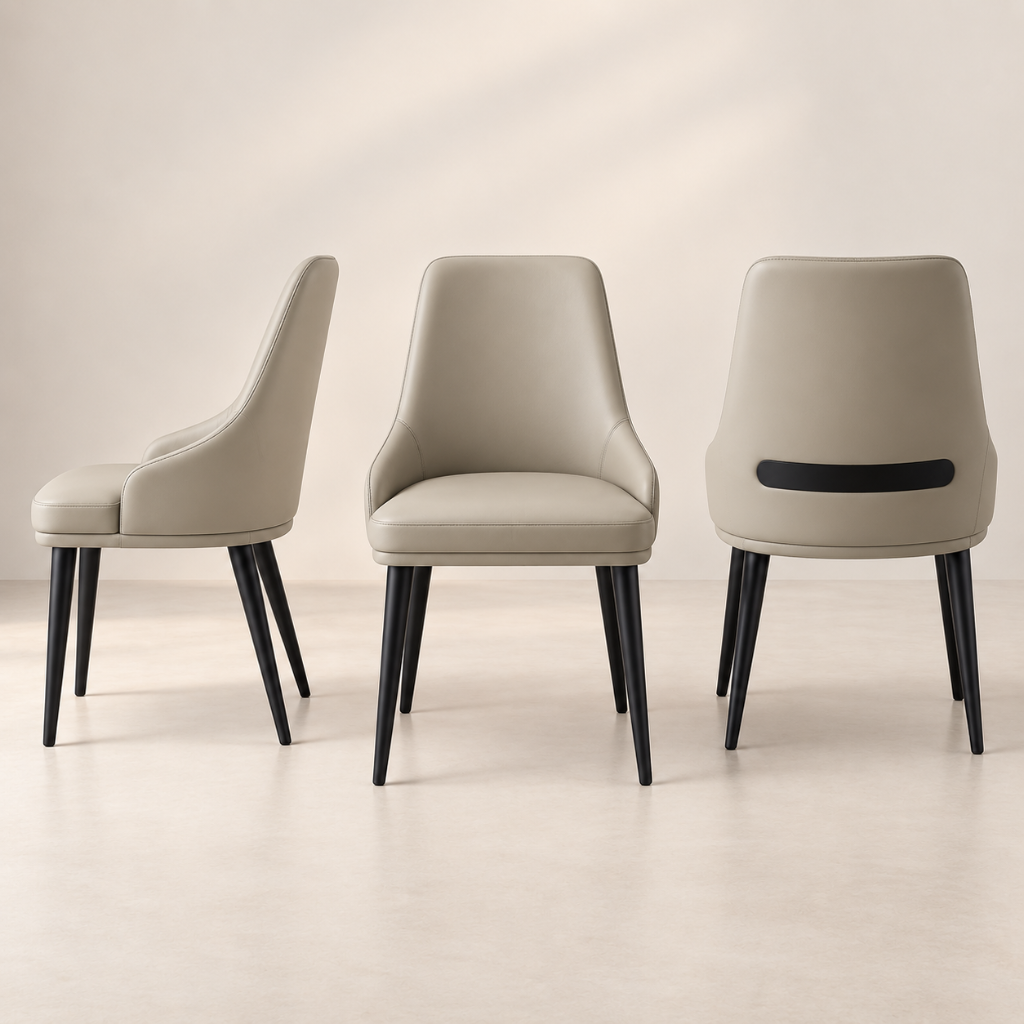 Beige PU Leather Dining Chair | SHAGHAF HOME UAE