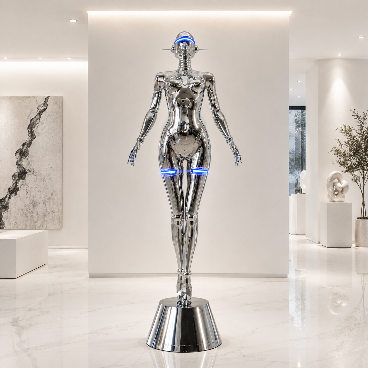 Nova Chrome Humanoid LED Sculptural X large Floor Lamp