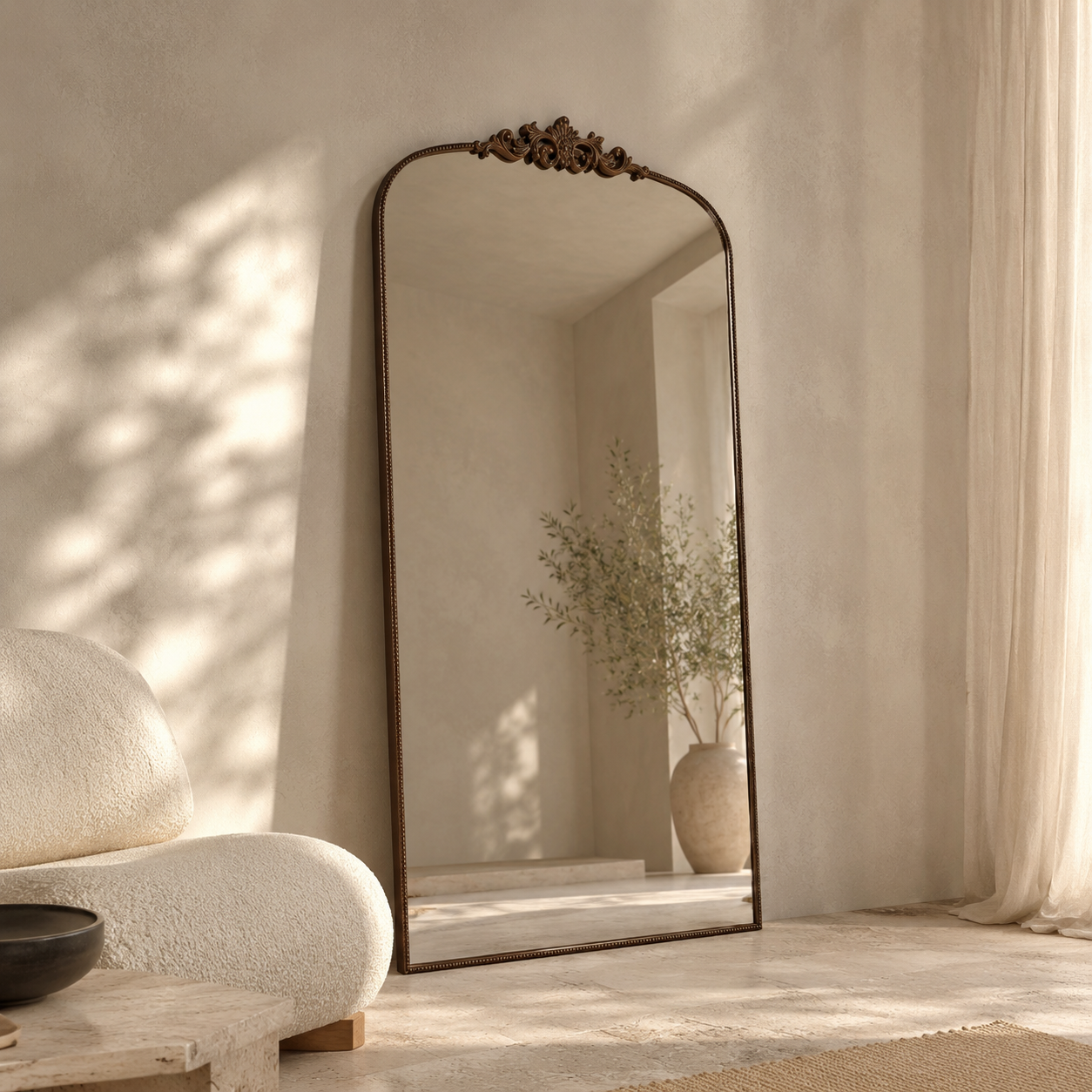 Florentine Antique Brown Metal Floor Mirror – 180 × 90 cm