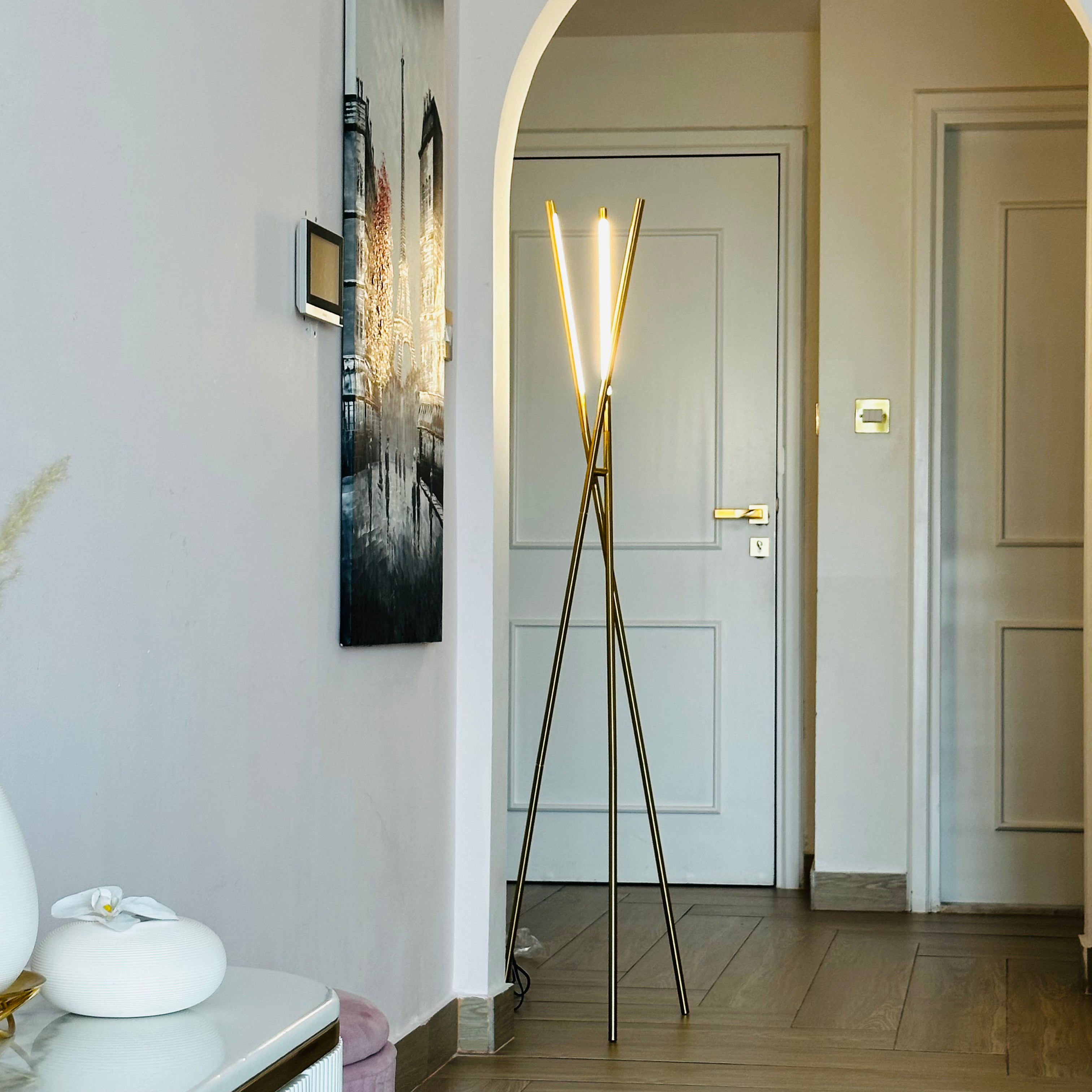 Adjustable LED Tripod Floor Lamp - Sleek Minimalist Design