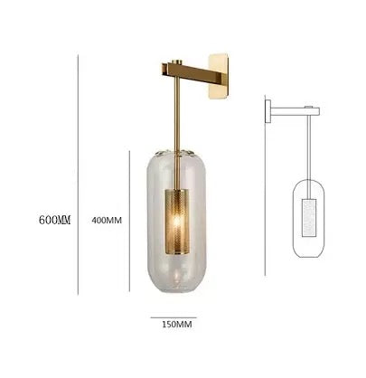 Halo Capsule Glass Wall Light — Gold Finish