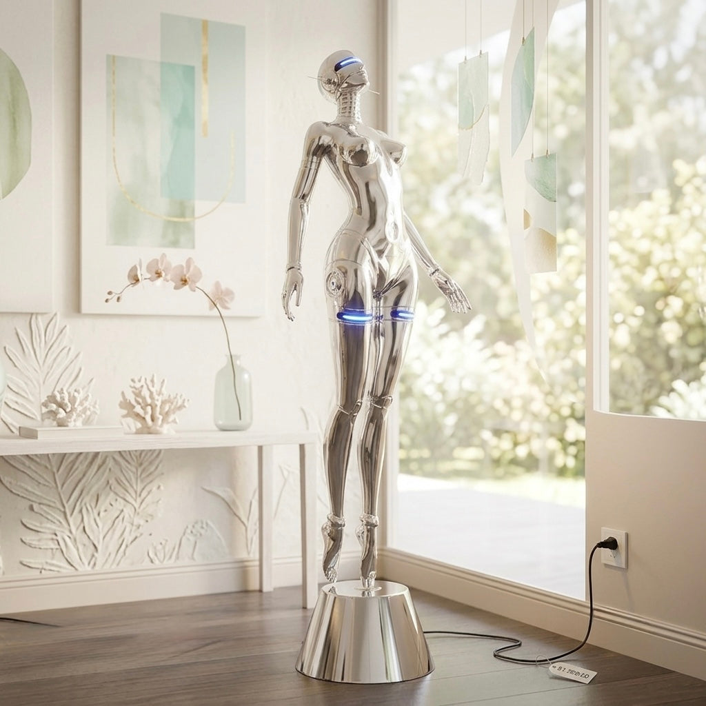Nova Chrome Humanoid LED Sculptural X large Floor Lamp