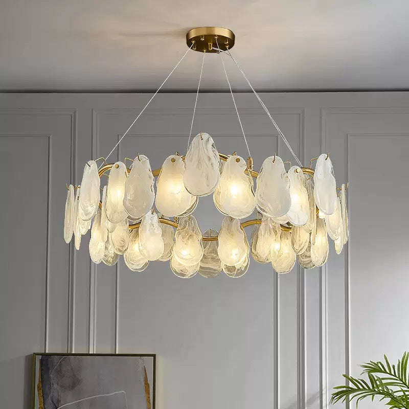Modern Cloud Glass Chandelier – Luxury Gold Round Pendant Light (Ø85cm)