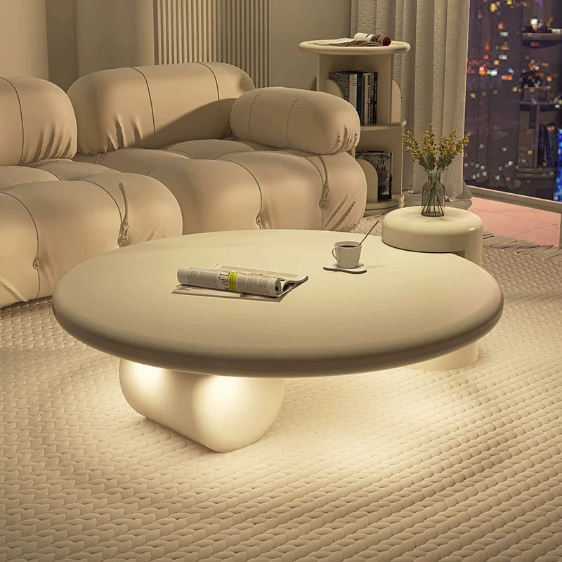 Cream Modern Designer Coffee Table with ambient light