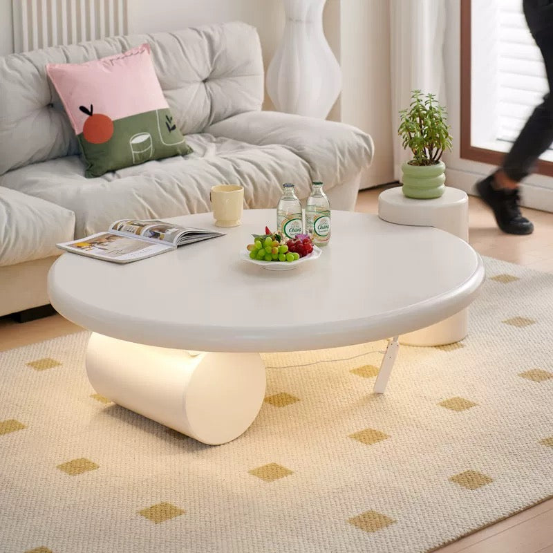 Cream Modern Designer Coffee Table with ambient light