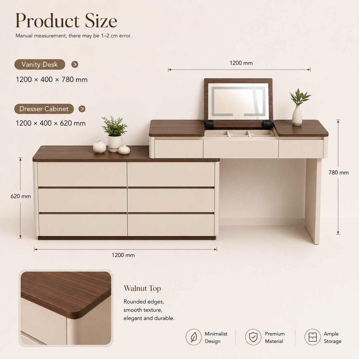 Velmora Makeup Vanity Dresser