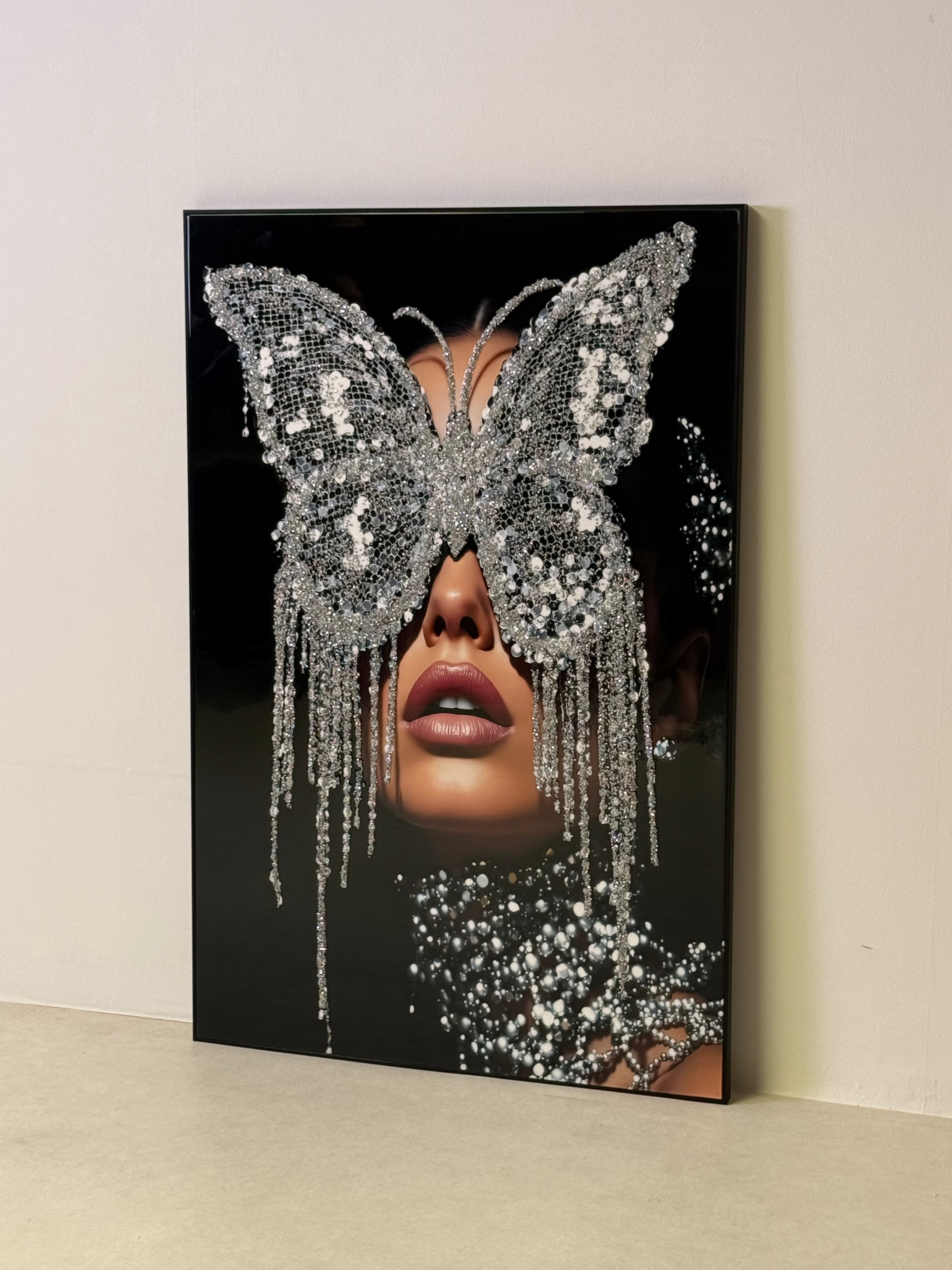 3D Diamond Butterfly Handmade Wall Art – 120x80 cm