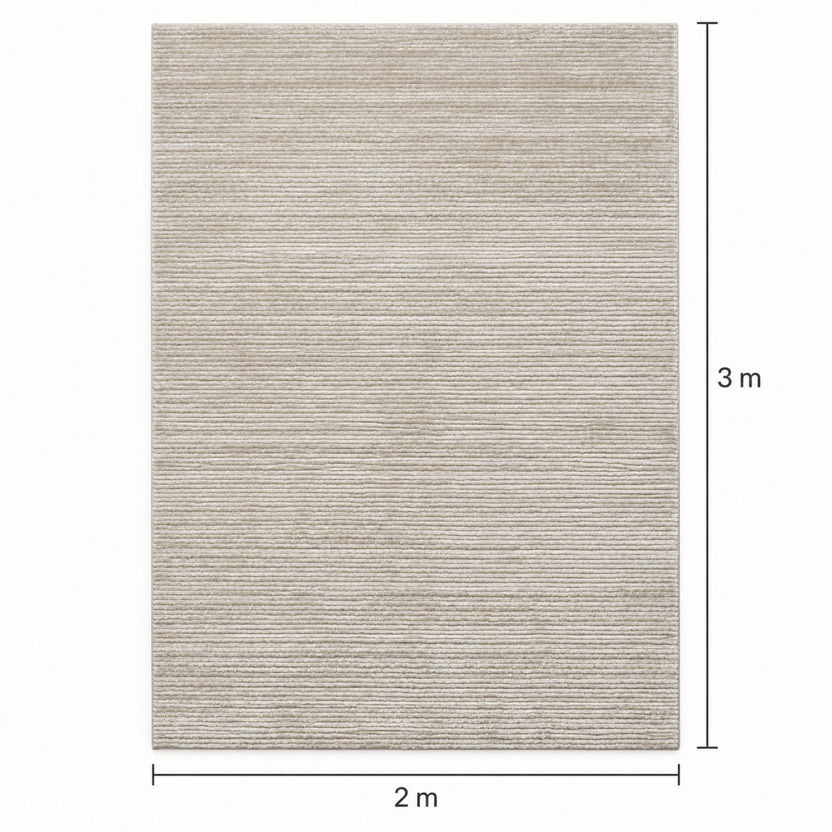 Light Beige Ribbed Textured Area Rug 200×300 cm