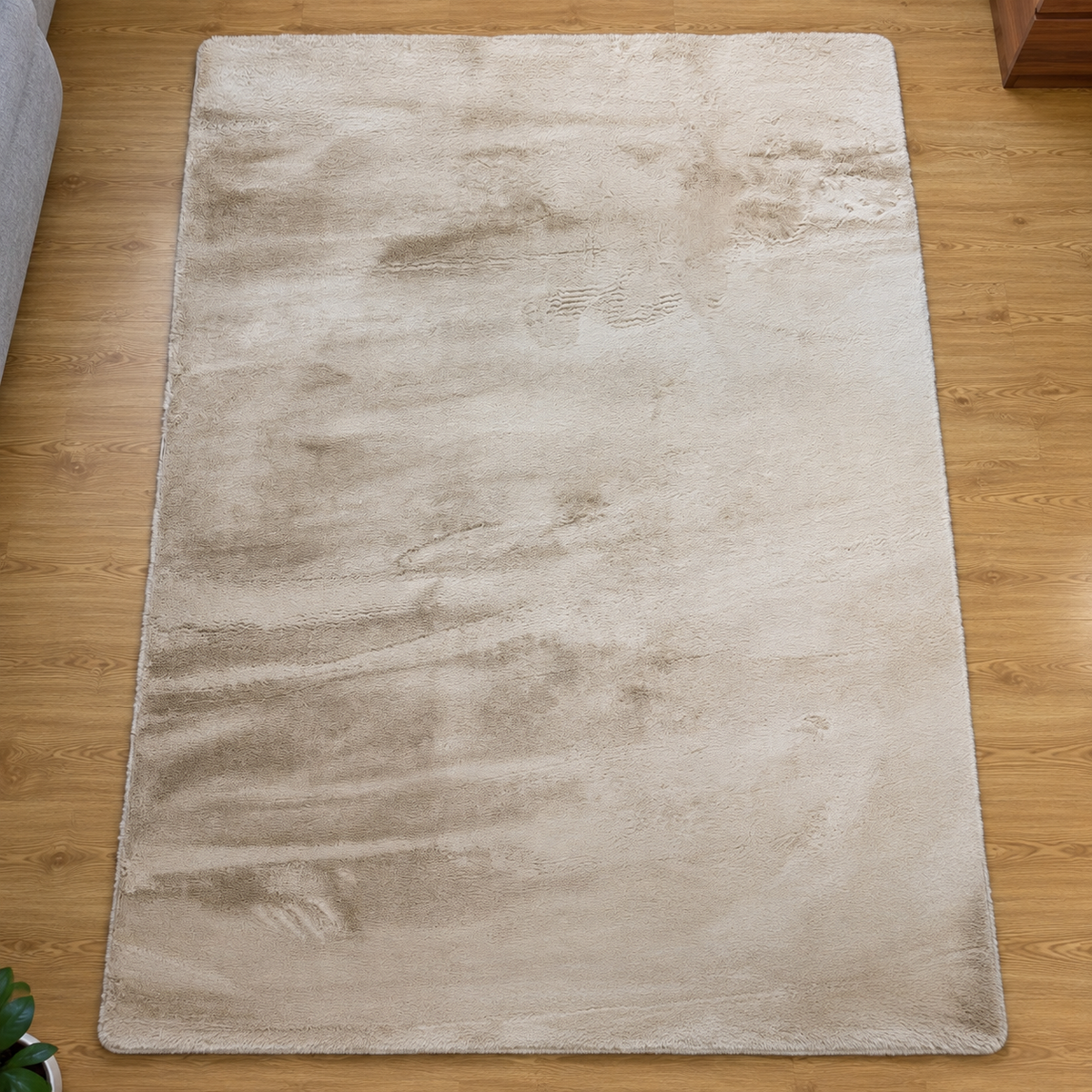 Luxury Fluffy Beige Area Rug 2×3M – Soft Plush Modern Carpet