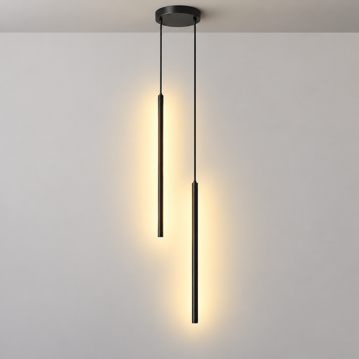 Modern Black/Gold LED Tube Pendant Light 60cm – Double Hanging Light