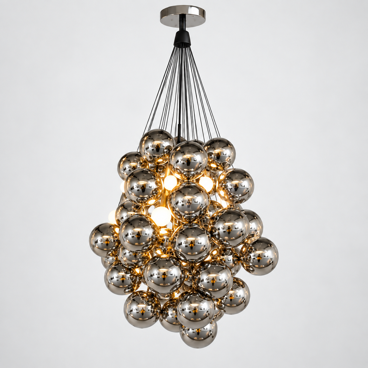 Modern Chrome Bubble Cluster Pendant Light – Adjustable Hanging Chandelier