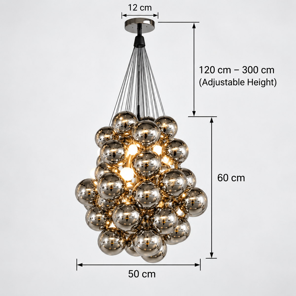 Modern Chrome Bubble Cluster Pendant Light – Adjustable Hanging Chandelier