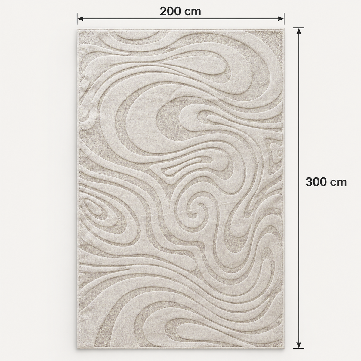 Modern 3D Wave Pattern Carpet – Light Beige | 200 × 300 cm