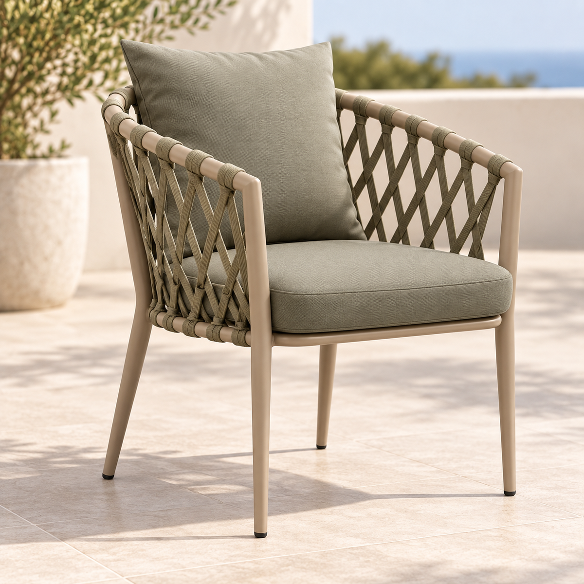 Olive Green Outdoor Rope Chair