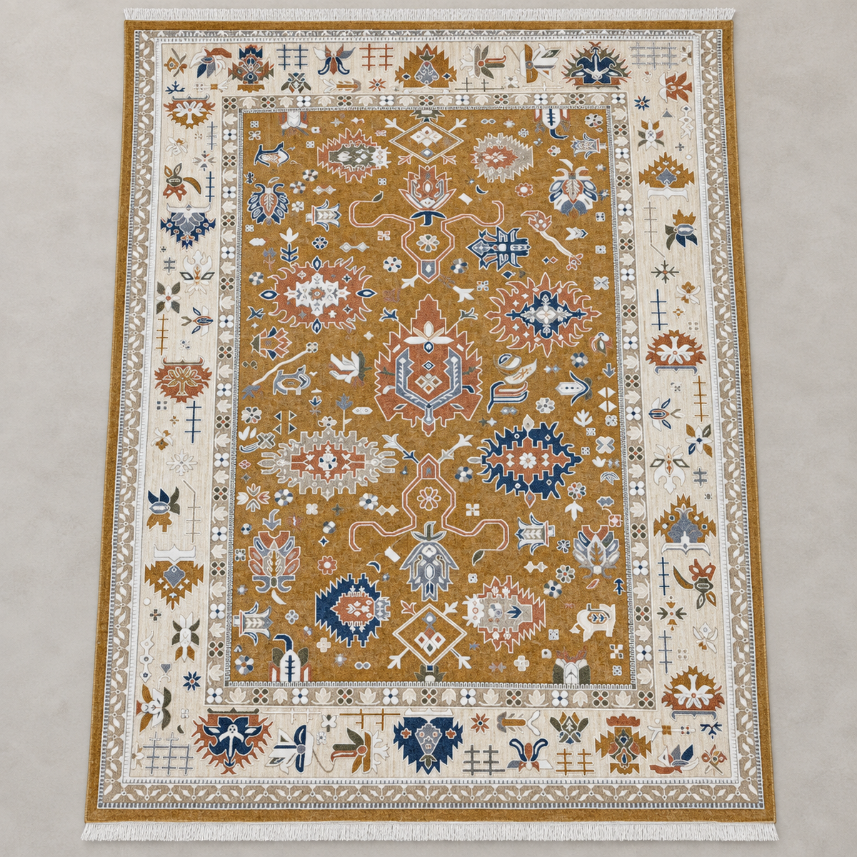 Traditional Mustard Beige Oriental Rug 200×300 cm | SHAGHAF HOME UAE