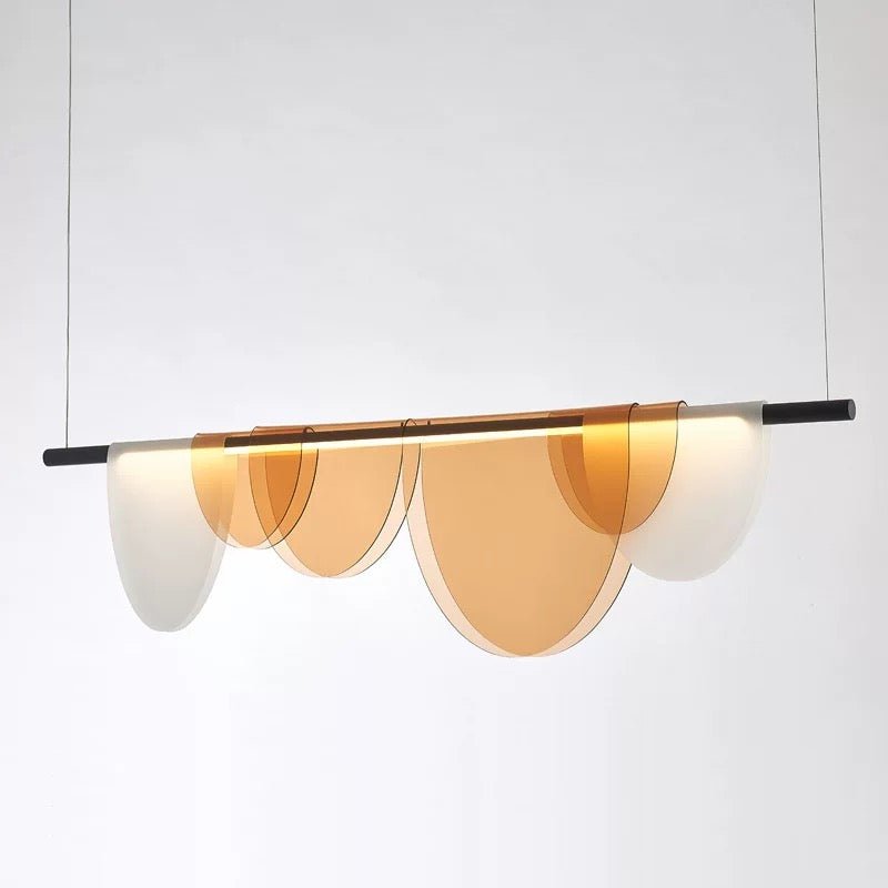 Amber Wave Linear LED Pendant Light – Modern Matte Black & Acrylic Design - SHAGHAF HOME