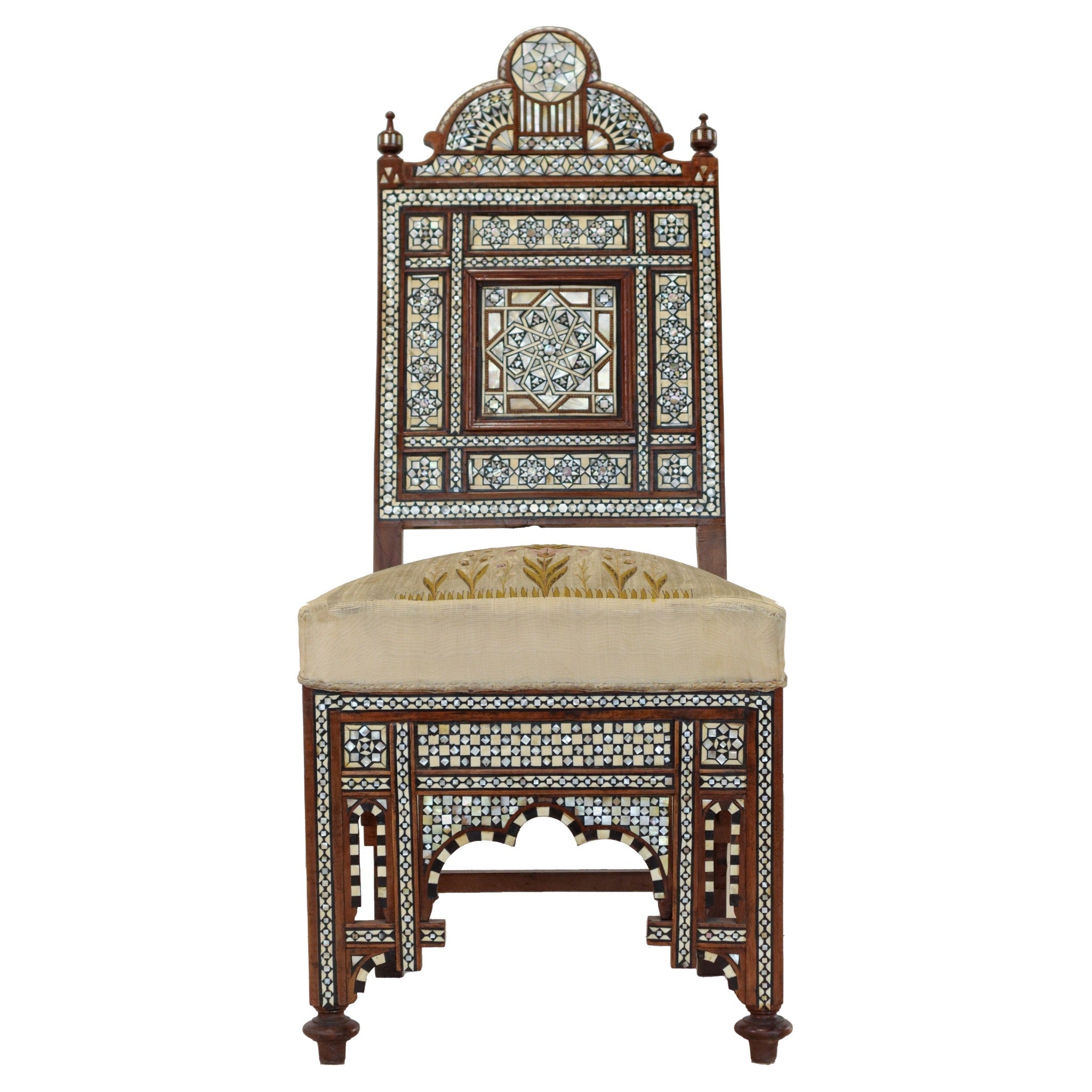 Antique Damascus Chairs with Mother of Pearl Inlay (Pair, 1870 - 1900) - SHAGHAF HOME