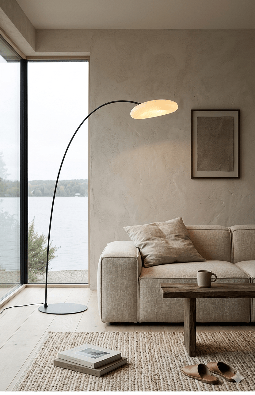 Arcadia Minimalist LED Floor Lamp – Sculptural Curved Design with Warm Ambient Lighting - SHAGHAF HOME