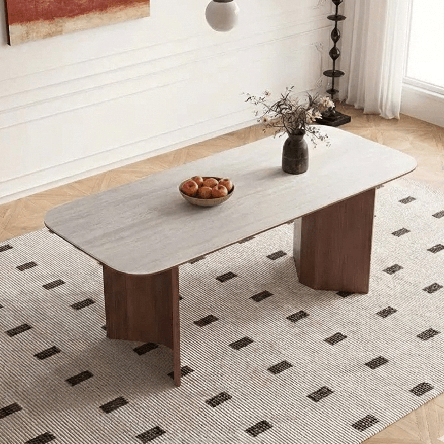 Arden Sintered Stone Dining Table – Solid Wood Base | 180 cm - SHAGHAF HOME