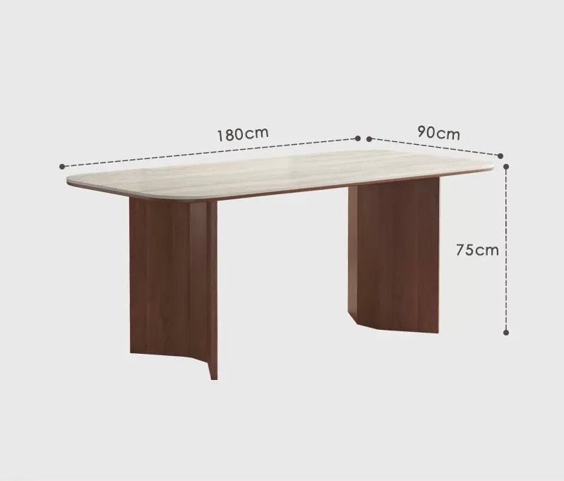 Arden Sintered Stone Dining Table – Solid Wood Base | 180 cm - SHAGHAF HOME