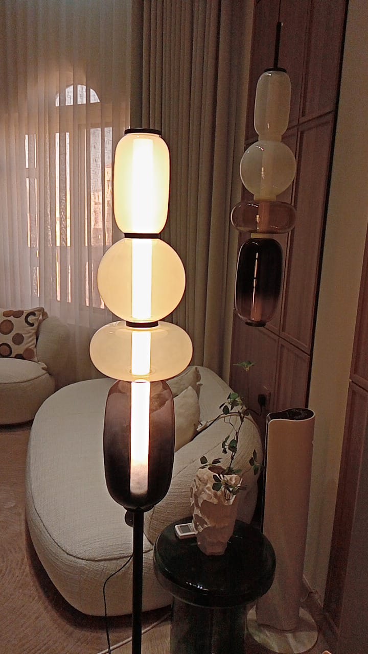 Artistic Glass LED Floor Lamp – Modern Sculptural Design with Warm Light - SHAGHAF HOME