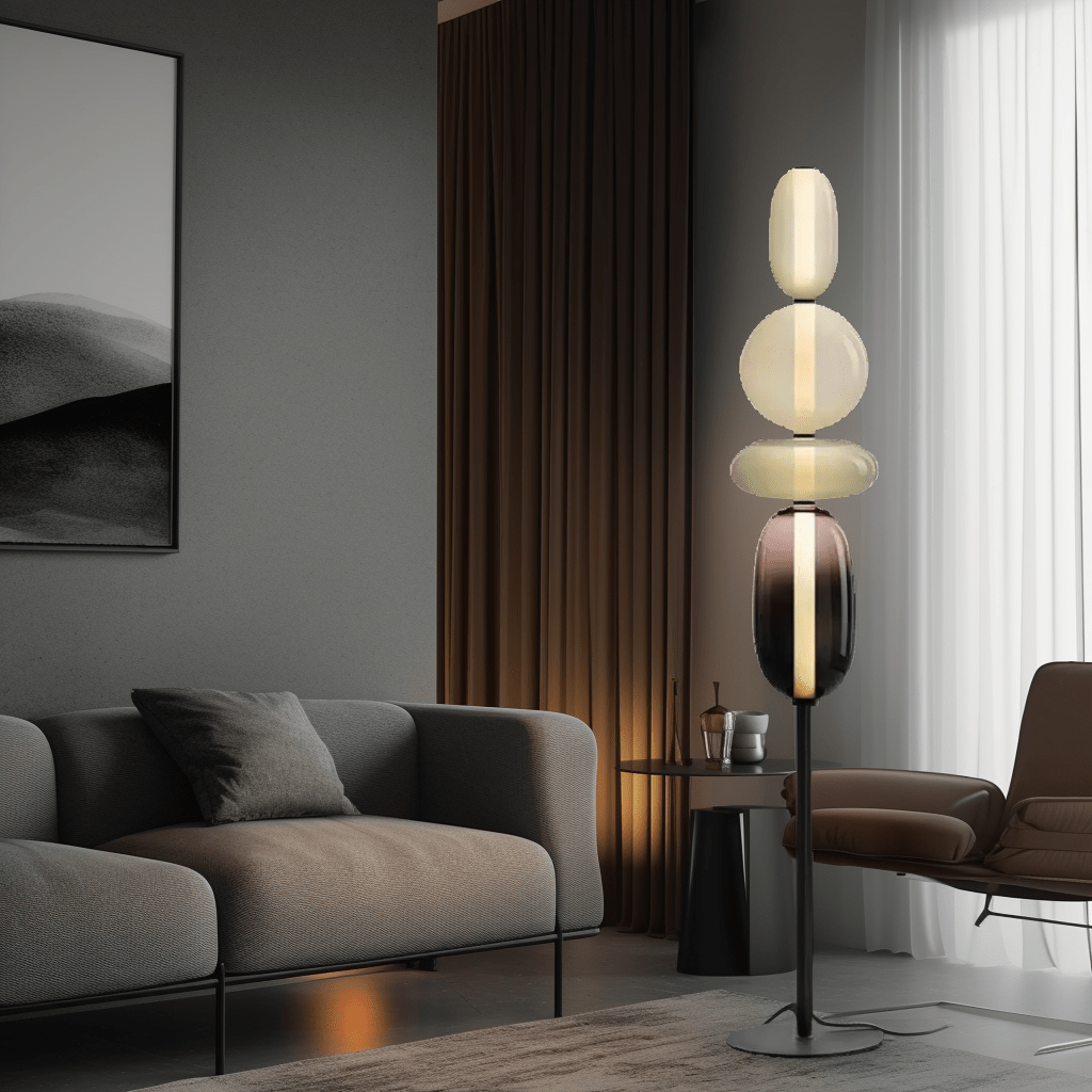 Artistic Glass LED Floor Lamp – Modern Sculptural Design with Warm Light - SHAGHAF HOME