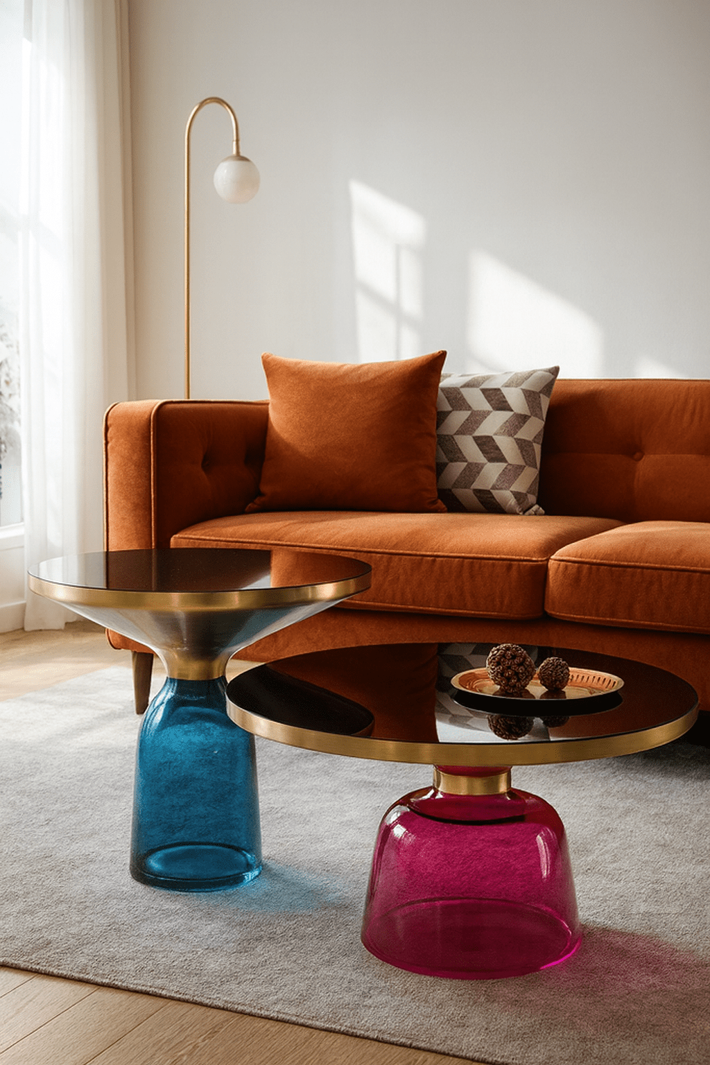 AUREA Duo Glass Coffee Table Set – Black Glass Top with Gold Trim - SHAGHAF HOME