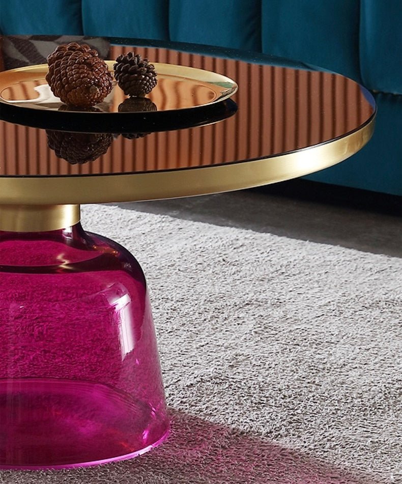 AUREA Duo Glass Coffee Table Set – Black Glass Top with Gold Trim - SHAGHAF HOME