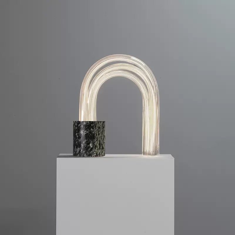 Aurora Arch Glass Table Lamp with Natural Marble Base – Modern LED Designer Accent Light - SHAGHAF HOME