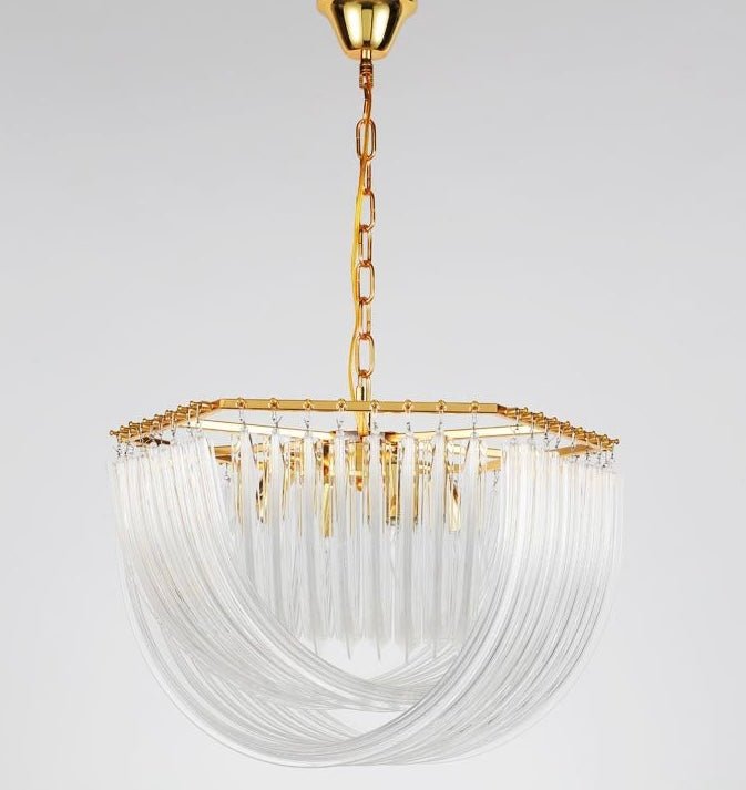 Aurora Crystal Drape Chandelier – Gold Finish - SHAGHAF HOME
