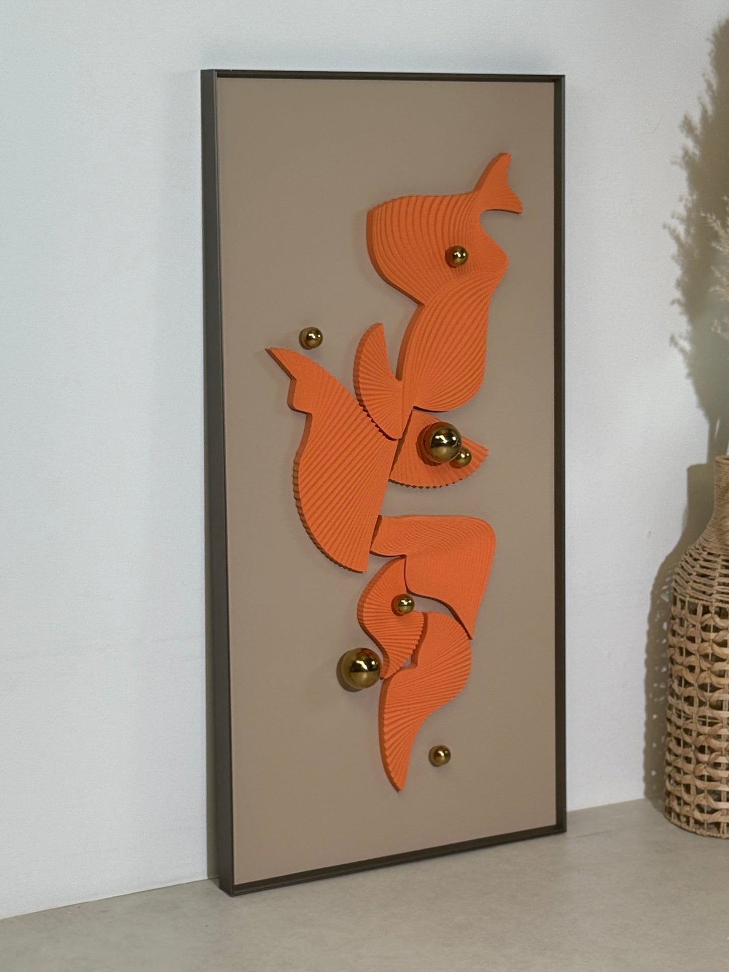Aurora Flow – 3D Handmade Wall Art with Gold Accents (120×60 cm) - SHAGHAF HOME