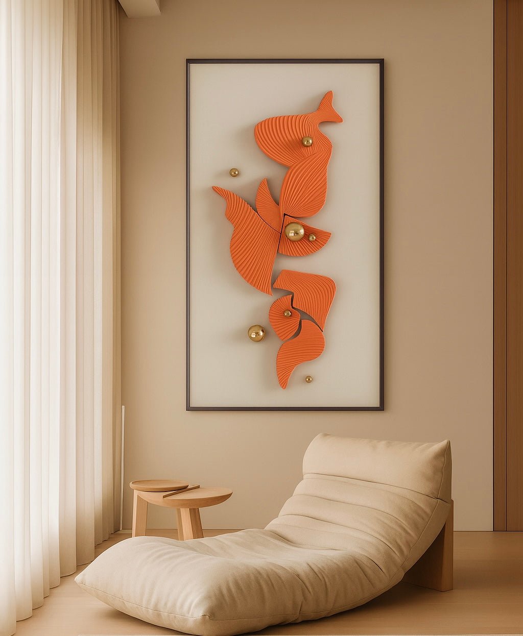 Aurora Flow – 3D Handmade Wall Art with Gold Accents (120×60 cm) - SHAGHAF HOME