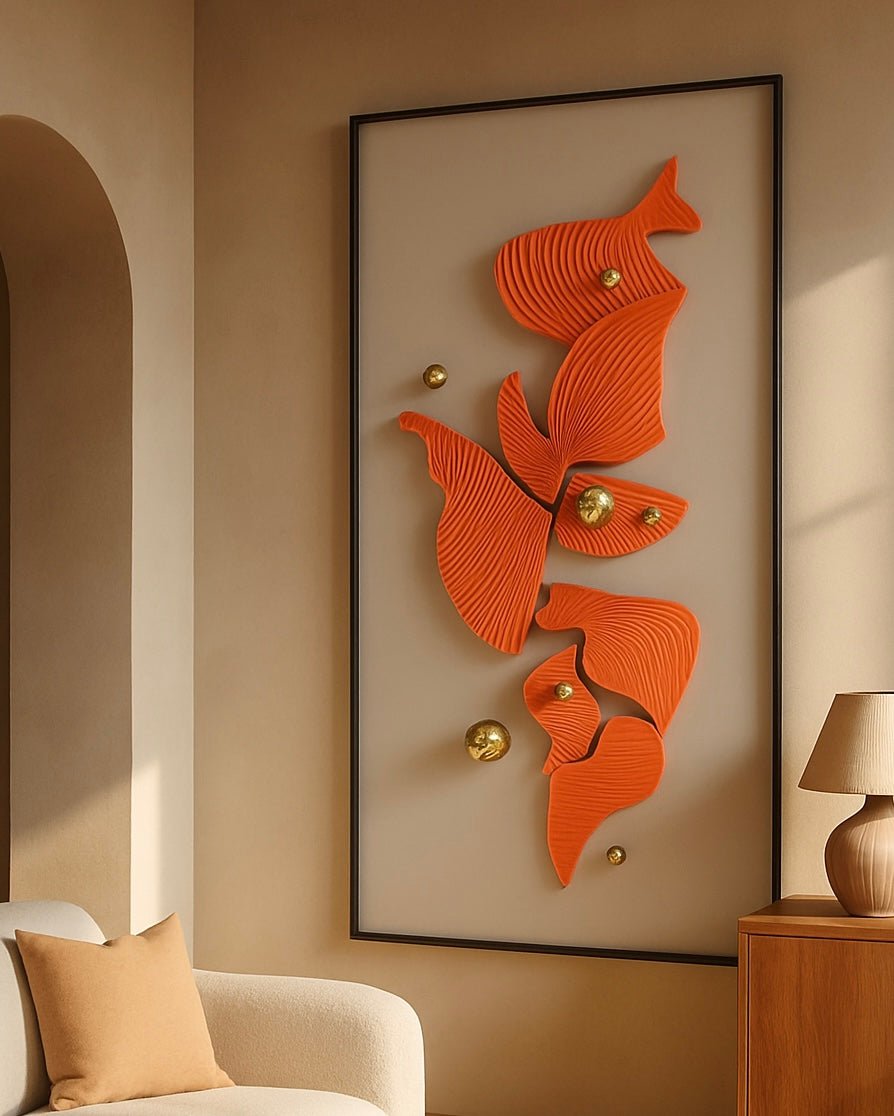 Aurora Flow – 3D Handmade Wall Art with Gold Accents (120×60 cm) - SHAGHAF HOME