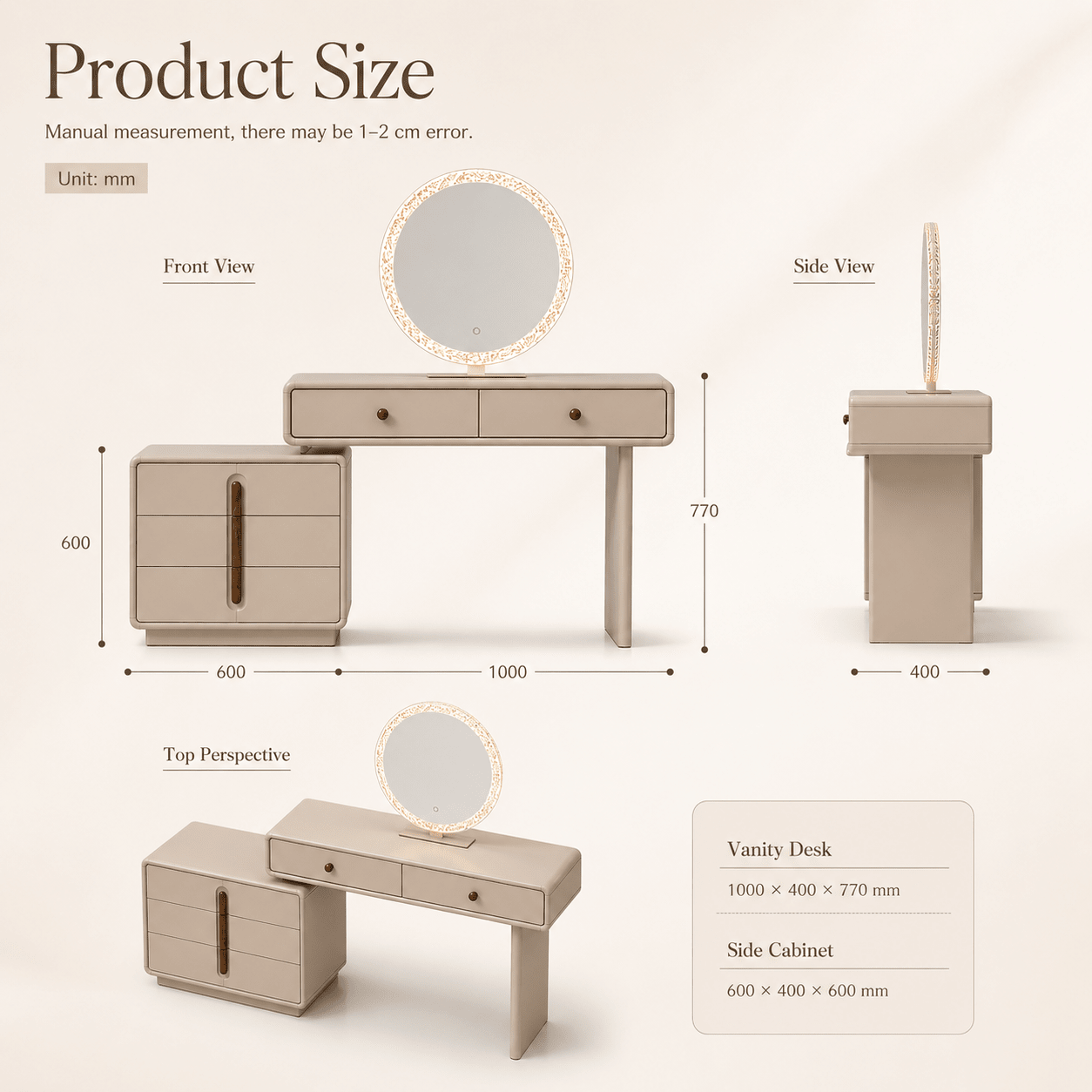 Aveline Modern Vanity Dresser with LED Mirror & Storage Cabinet - SHAGHAF HOME