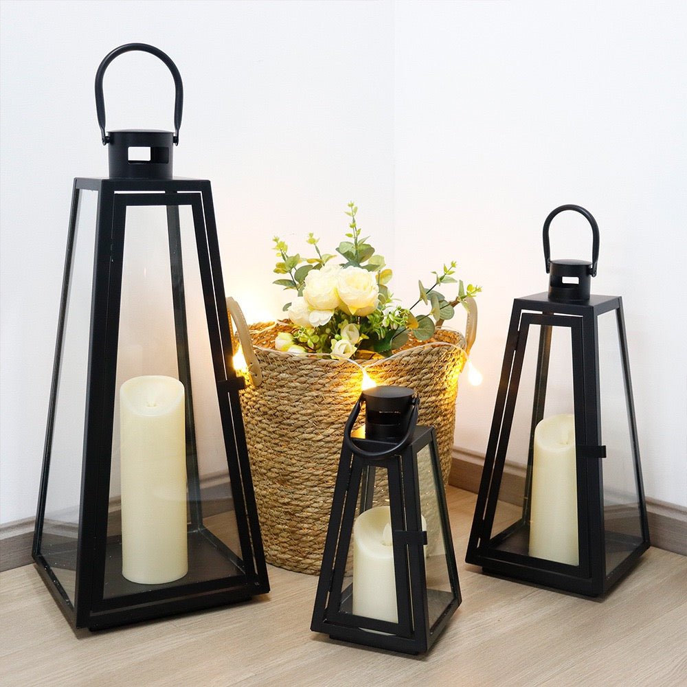 Black metal lantern set - SHAGHAF HOME