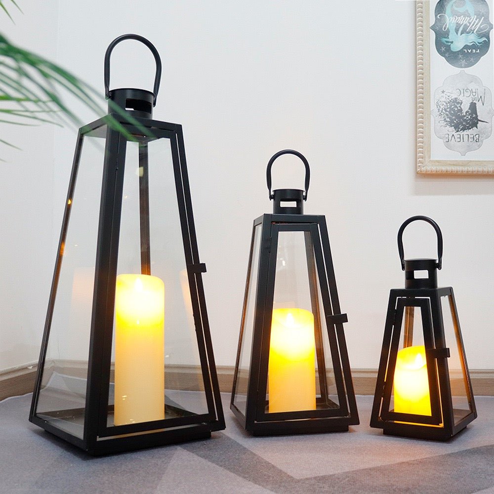 Black metal lantern set - SHAGHAF HOME
