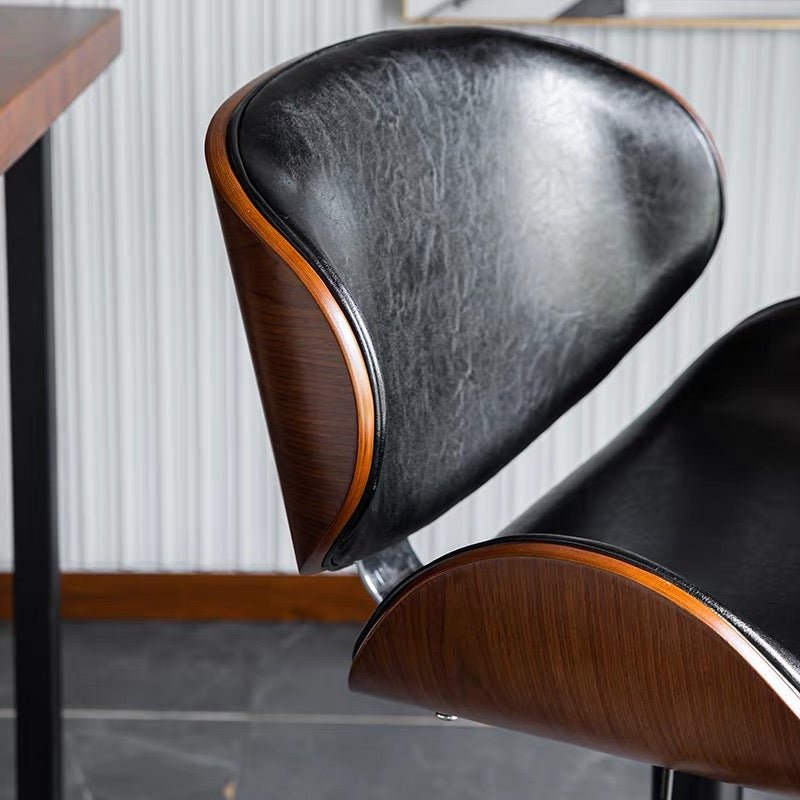 Black & Walnut-Tone Adjustable Bar Stool - SHAGHAF HOME