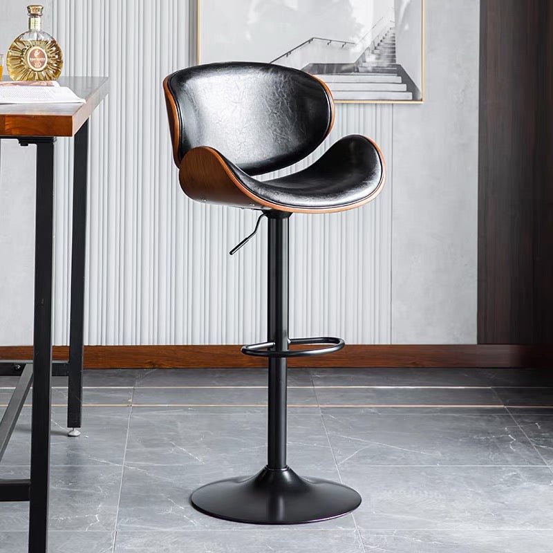 Black & Walnut-Tone Adjustable Bar Stool - SHAGHAF HOME