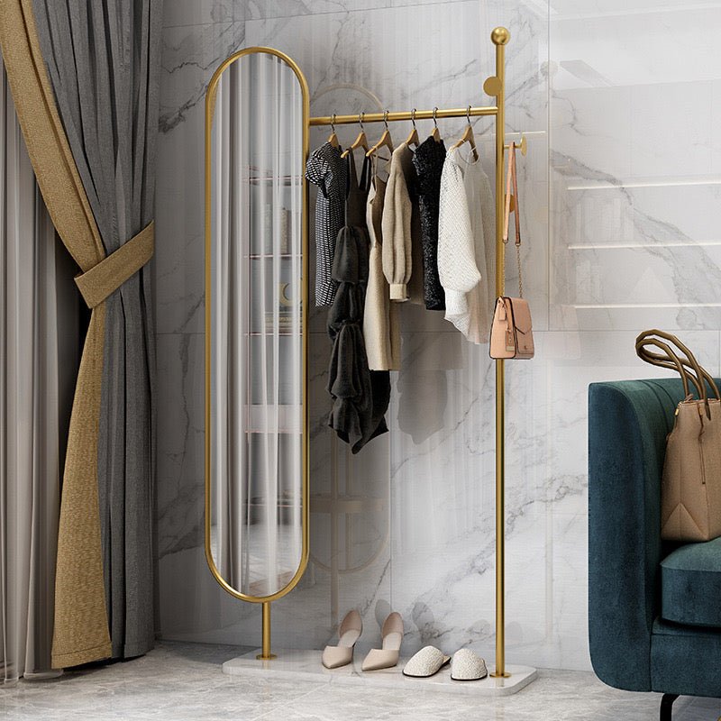 Clothes rack with oval full length Mirror - SHAGHAF HOME