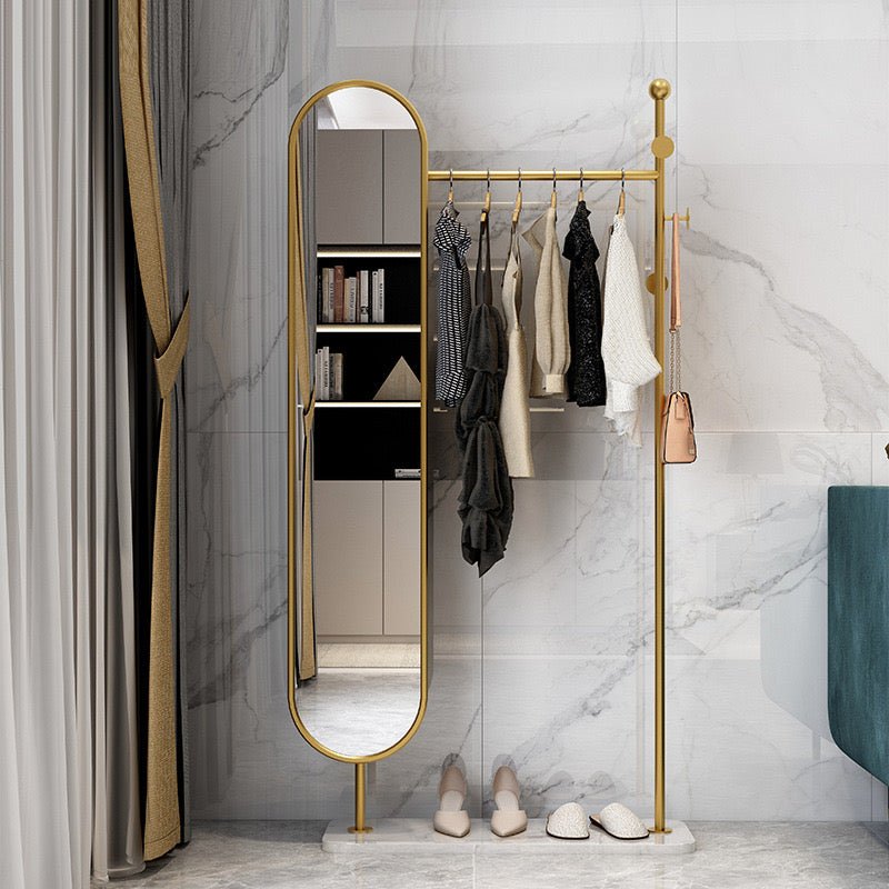 Clothes rack with oval full length Mirror - SHAGHAF HOME