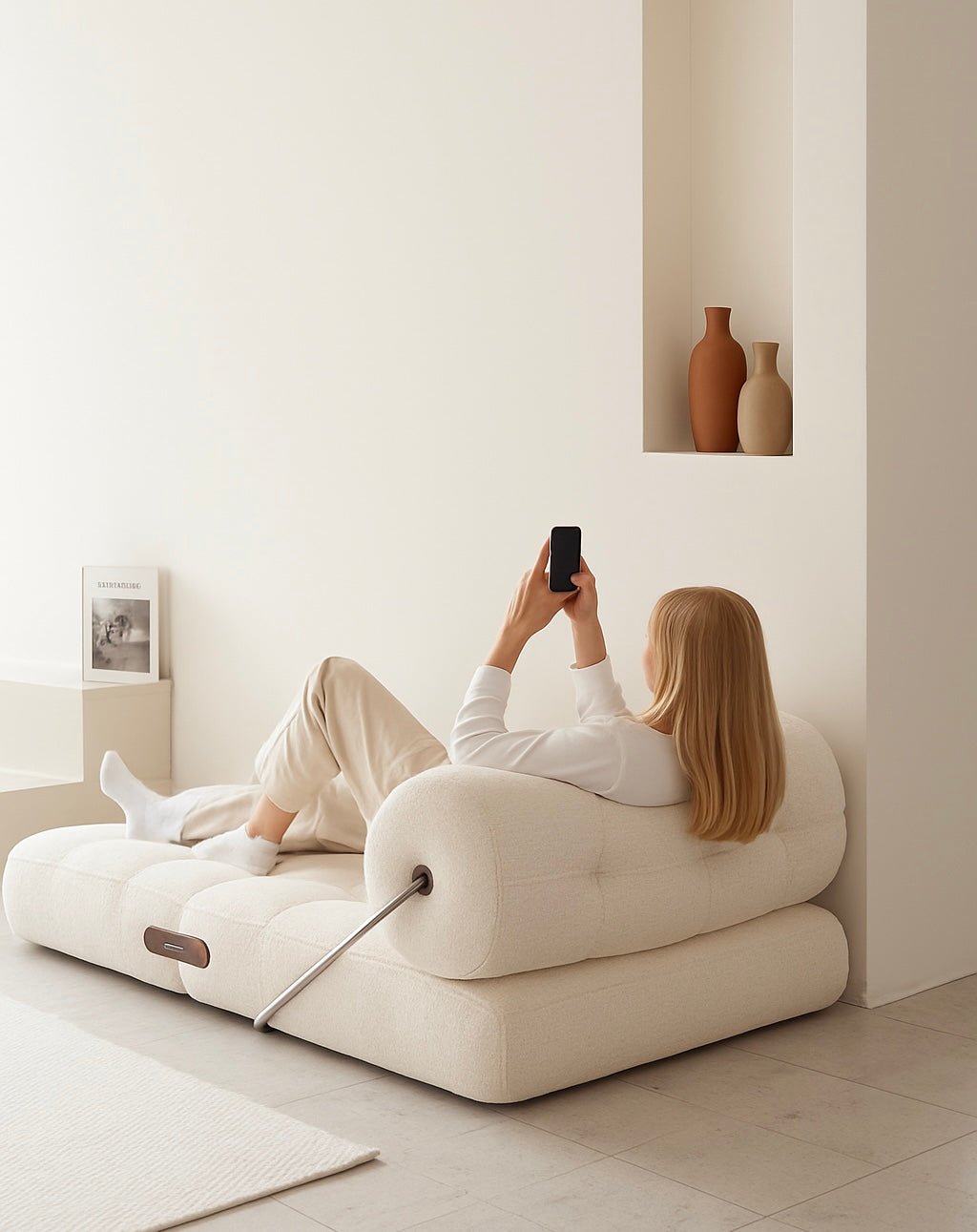 Convertible Bouclé Single Sofa Bed – Modern Minimalist Comfort - SHAGHAF HOME