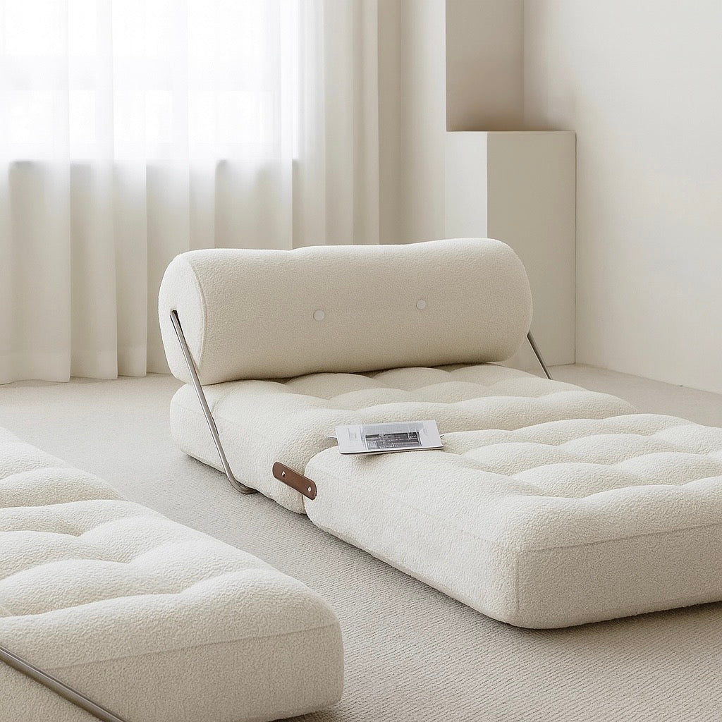 Convertible Bouclé Single Sofa Bed – Modern Minimalist Comfort - SHAGHAF HOME