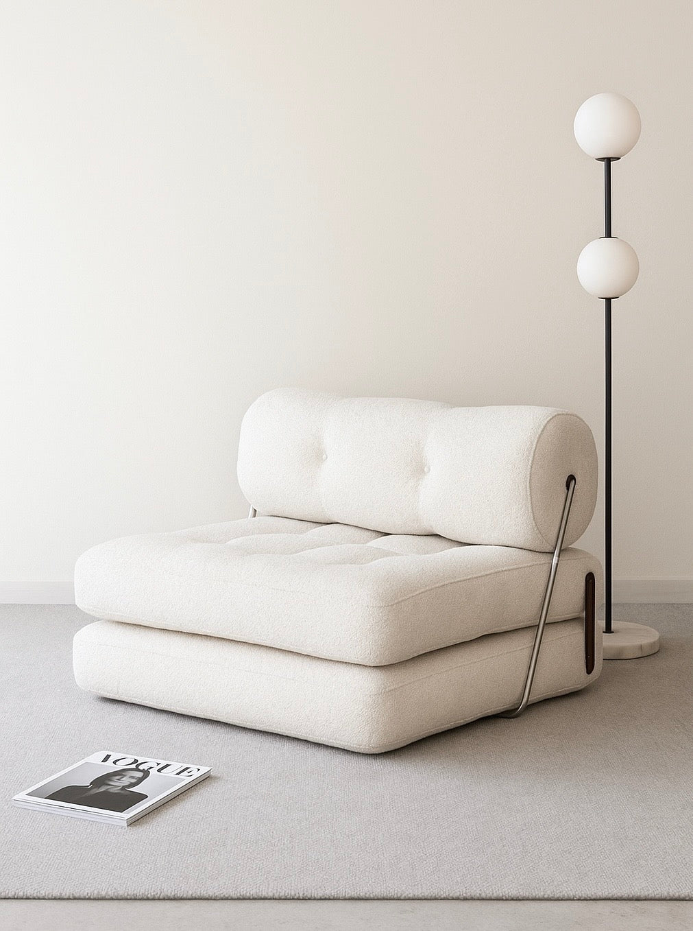 Convertible Bouclé Single Sofa Bed – Modern Minimalist Comfort - SHAGHAF HOME