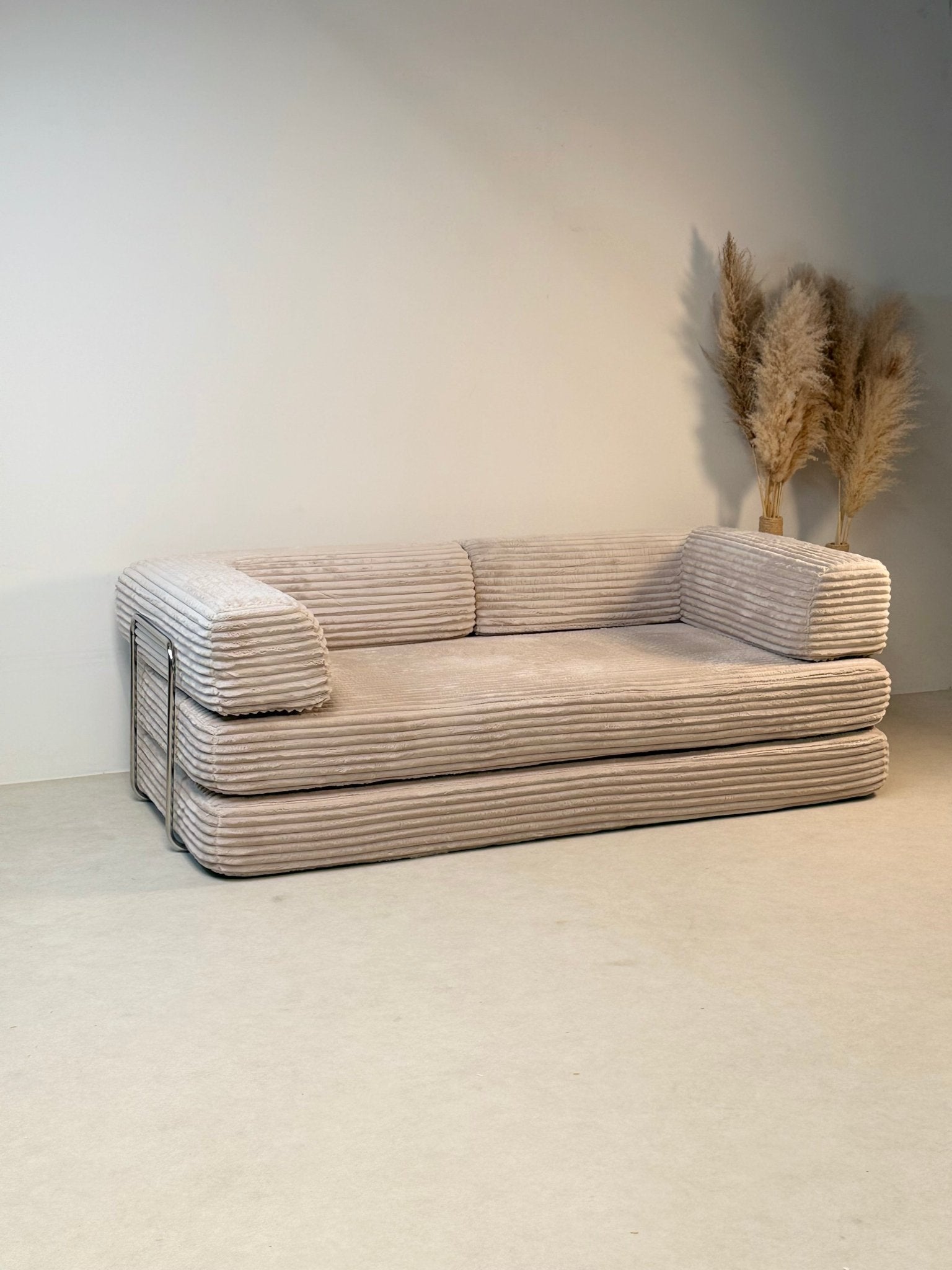 CozyFold Velvet Compressed Sofa Bed – Beige Elegance & Smart Comfort - SHAGHAF HOME